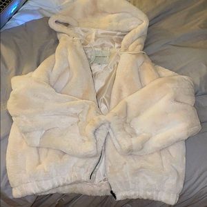 Fur zip up teddy jacket American eagle